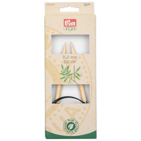 Circular knitting needles, bamboo, 8.0 mm/80cm, 1 pcs