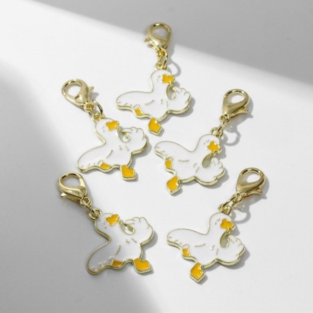 Charm "Goose", white-yellow color in gold-1