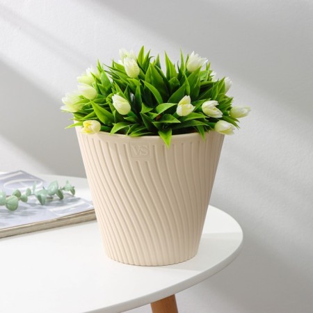 Kashpo for flowers with an insert "Louis", 2.7 l, color cream-5