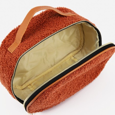 Cosmetic bag with a lining, brown color-2