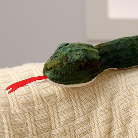 Soft toy "Snake", green with a white tummy, 95 cm-2