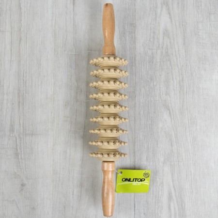 Massage "Skating", universal, 38 × 7 cm, 9 wheels, wooden-6