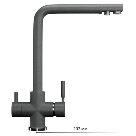 Kitchen mixer Ulgran U016-309, two-wound, dark gray color