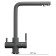 Kitchen mixer Ulgran U016-309, two-wound, dark gray color