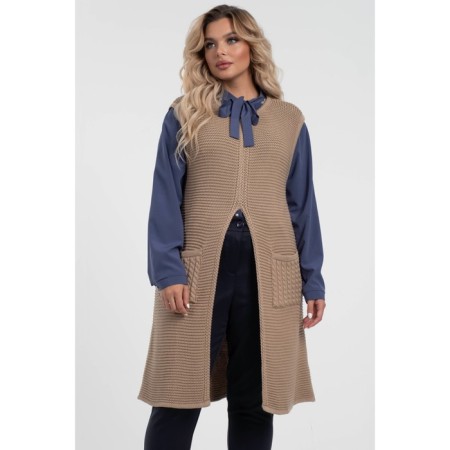 Women's vest, size 52, beige color-3