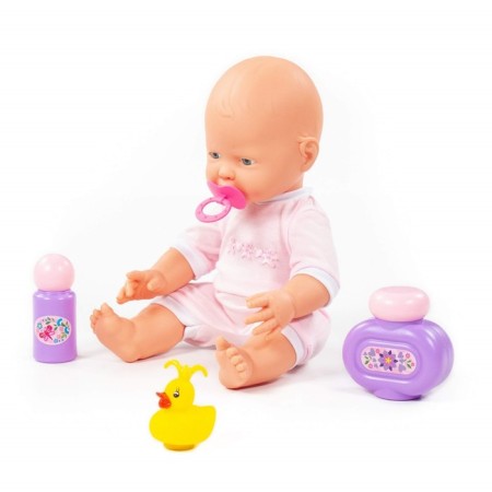 Pups "Funny", 35 cm, with a nipple + set for bathing, 3 elements-3