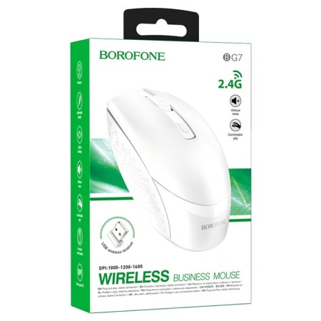 Mouse Borofone BG7, wireless, optical, 1600 dpi, white-5