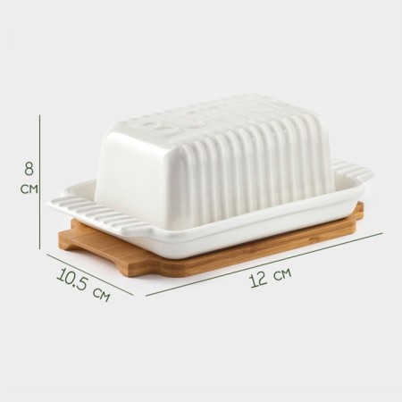 Porcelain oil on the bamboo stand Bellatenero, 500 ml, white color-1