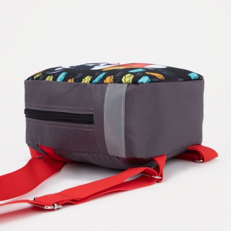 Baby backpack on a zipper, a reflective strip, gray color-2