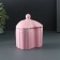 Casket with a lid - the candlestick "relief heart" 10x8x8cm, pink