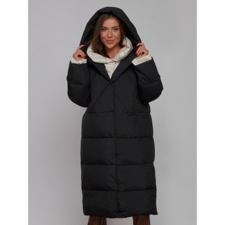 Coat insulated winter female, size 44, black color-8