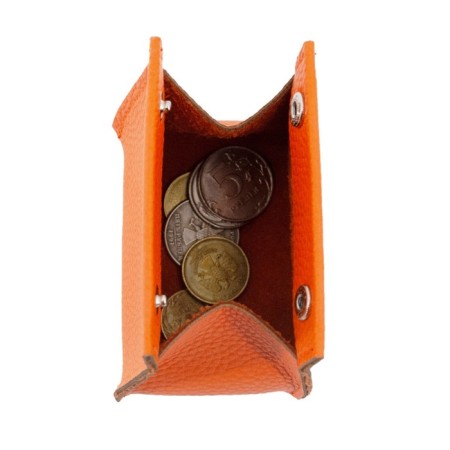 Monetnik, genuine leather, orange 9x5.5x9 cm-1