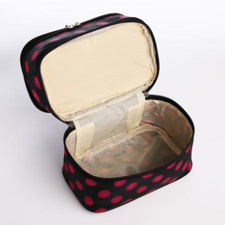 Cosmetic bag, 2 parts on lightning, black/pink color-3