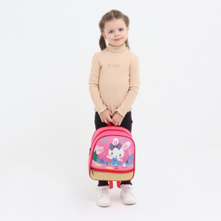 Baby backpack on lightning, 1 outer pocket, insert mix, pink color-3
