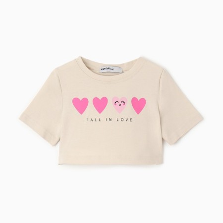 T -shirt Baby shortened KAFTAN "Hearts", p. 38 (146-152 cm), beige-4