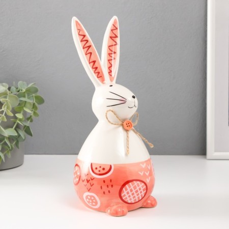 Souvenir Ceramics "Sleepy Rabbit with Bantik" White-Permisial 11.8x10.5x24.2 cm-3