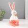 Souvenir Ceramics "Sleepy Rabbit with Bantik" White-Permisial 11.8x10.5x24.2 cm
