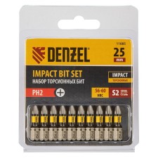 A set of torsion Denzel 11685, laser processing of a slot, PH2 x 25 mm, steel S2, 10 pcs.