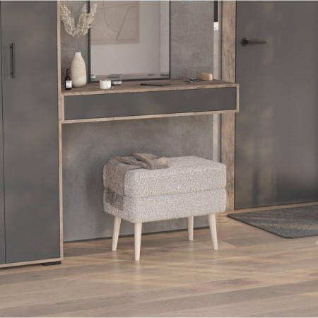 Puff "Tifani", 550 × 330 × 460 mm, shenill fabric, color Betsy 013 / light gray