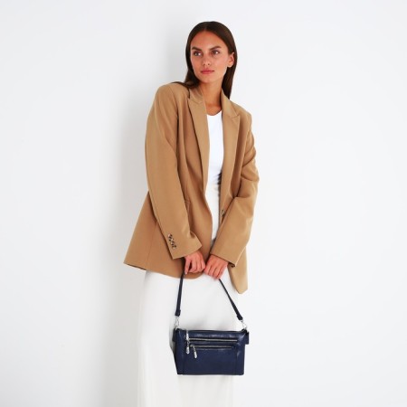 Bag Cross-Bodi with a zipper, blue color-8