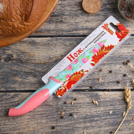 Kitchen knife with an anti -wagoning coating of the “flowers” ​​shares, blade 12 cm-4