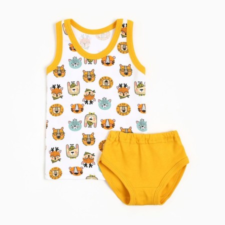 Kit (T-shirt, panties) for a boy ZOO, white/yellow color, height 74-80 cm