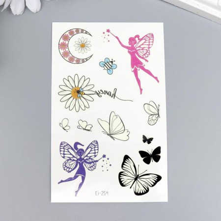 Tattoo on the body phosphorus "butterflies-flowers" mix 12x7.5 cm-1