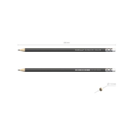 Chernographic pencil with Erich Krause "Jet Black 101", HB, Grifel D = 2.2 mm, wood, hexagonal in a tube, Black case-4