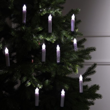 LED candles on clothespins 10 cm, 10 pieces, AAX1 batteries (not in the kit), remote control, glow white