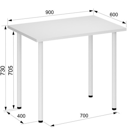 Light 1 kitchen table, 600 × 900 × 730 mm, white color-2