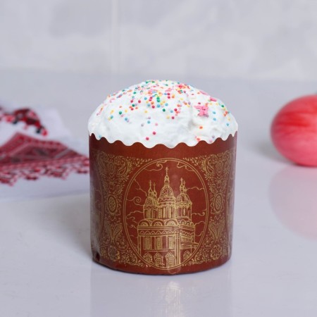 Paper form for cupcake, muffins and kulich "Golden Cathedral" 70x60mm, mix