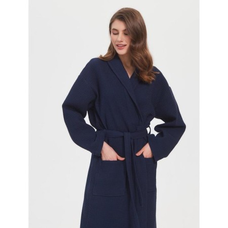 Unisex bathrobe Pamira, size l, blue color-12