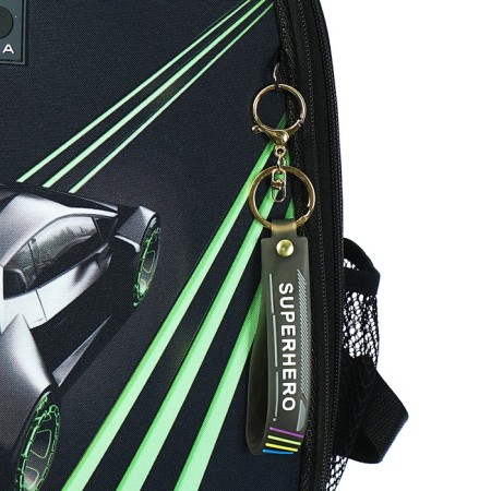 School backpack 38 x 30 x 16 cm, ergonomic back, Stavia "Super Car", black/green-8