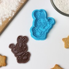 Carrot bunny form, deforestation, stamp, blue color