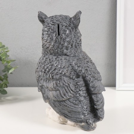 The piggy bank "Owl Big with ears" (gray) 27x17x19.5 cm-3