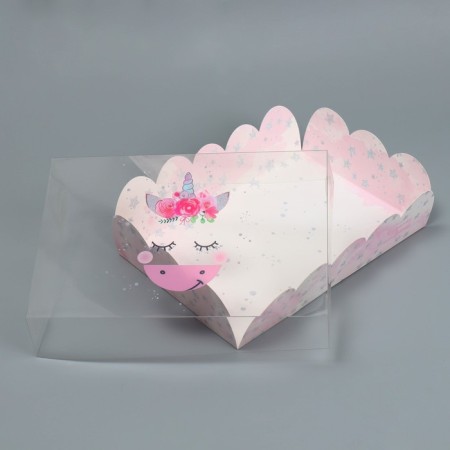 Cookie box, confectionery packaging with PVC lid, “wonderful moments”, 20 x 30 x 8 cm