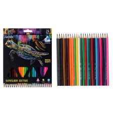 Pencils 24 colors, Devente Trio Mega Soft, three -sided case, super soft, 4m, 3 mm neckline