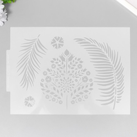 Plastic stencil "Leaves" 21x29.7 cm-3