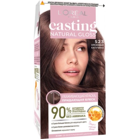 Casting Natural Gloss hair dye, 523 walnut cappuccino