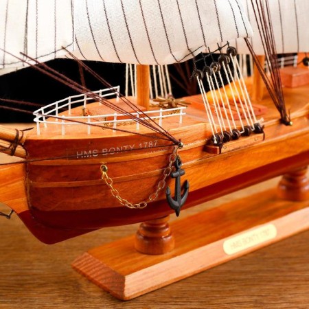 Survenger ship large "Krambole", side light wood, white sails, mix 57 × 9 × 49cm-3