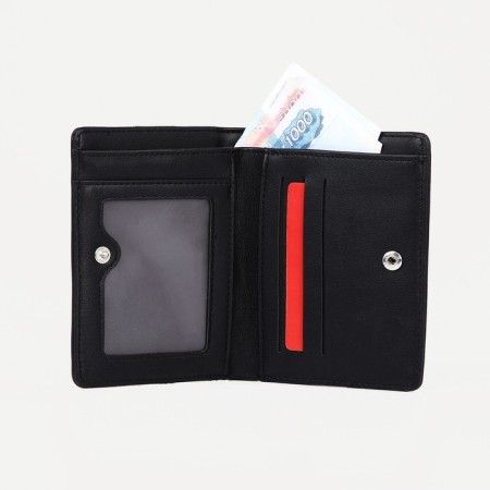 Women's wallet on the button, black color-2