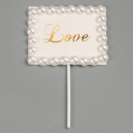 Topper "Love", rectangle with beads-1