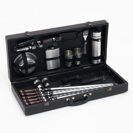 Set with skewers Gift "buffalo" No. 30, in the case from eco-leather-9
