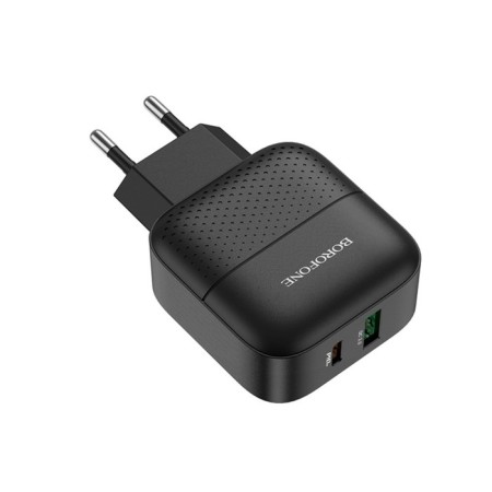 Network charger Borofone BA46A, USB Qc3.0 3 A, Type-C PD 3 A, Black-2