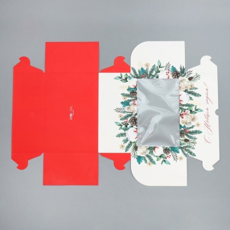 Box for cupcakes is folding with bilateral application "Happy New Year", 25 x 17 x 10 cm, new year-8