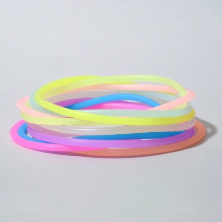Silicone bracelet "reflective" thin line, set 10 pcs., Mix color, 5.5 cm-1