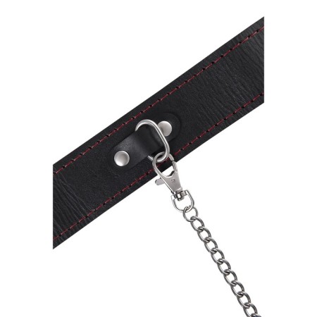 The collar is two -layer with a red line Pecado BDSM, genuine leather, black color-7