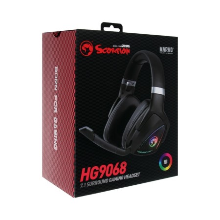 Marvo HG9068 headphones, game, full -size, microphone, USB, 2.1 m, RGB, black-7
