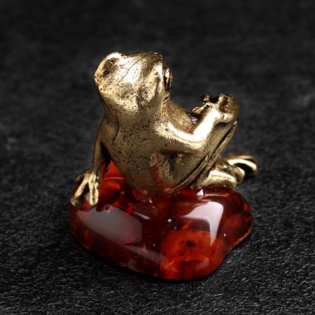 Souvenir "Business Frog", brass, amber-2