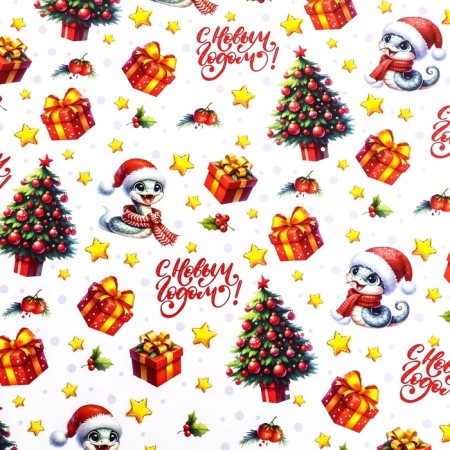 Packaging paper "Snake and gift", gloss, 80 g/m2, 70 x 100 cm-2